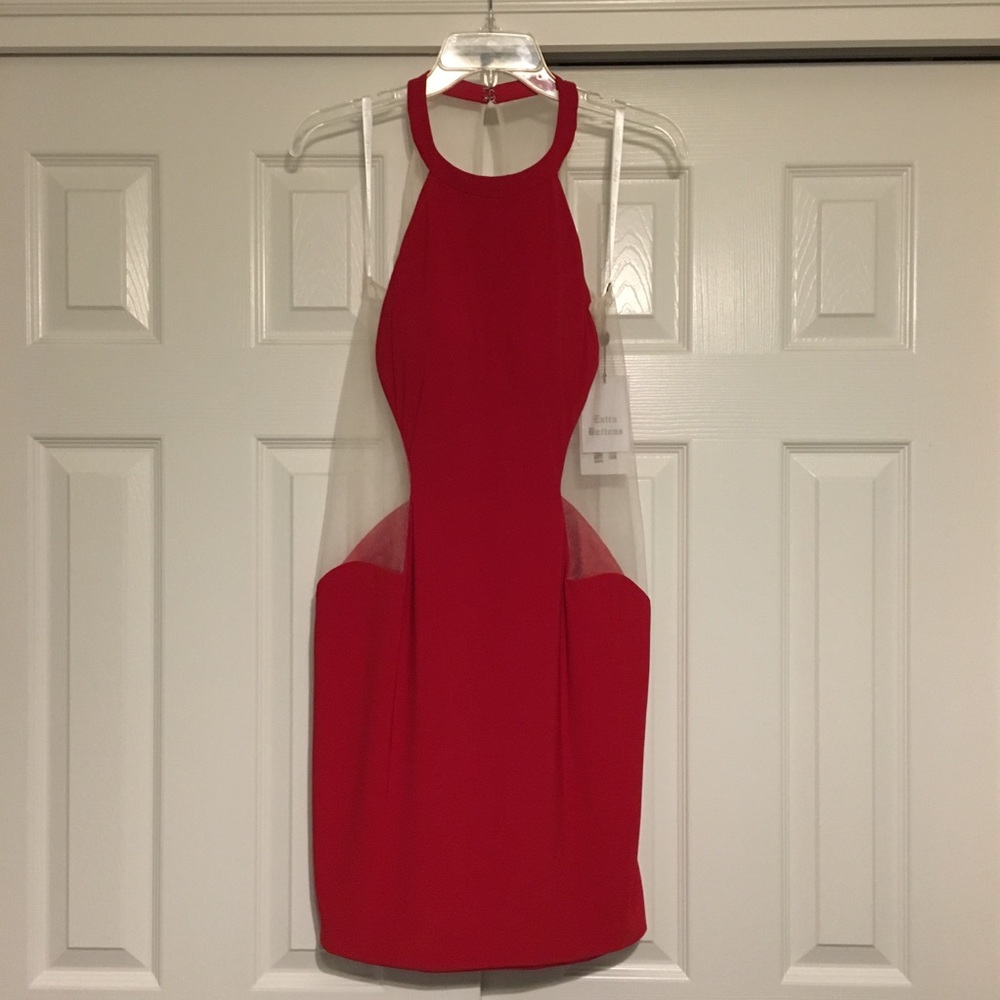 Jovani Peekaboo Red Dress